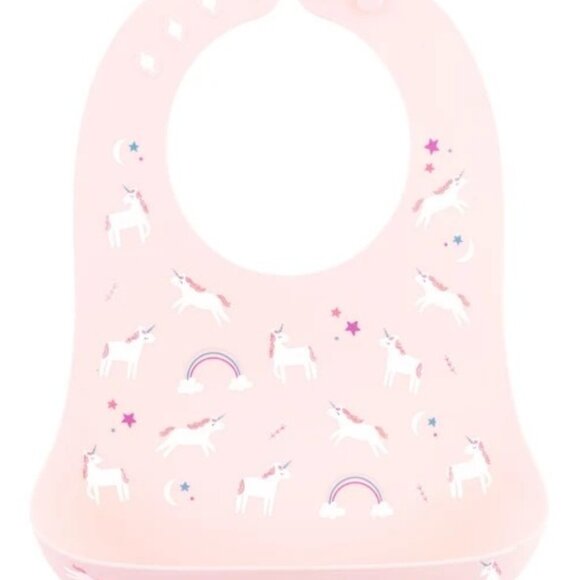 Stephen Joseph Silicone Baby Bib With Catcher - Unicorns - Picture 1 of 1